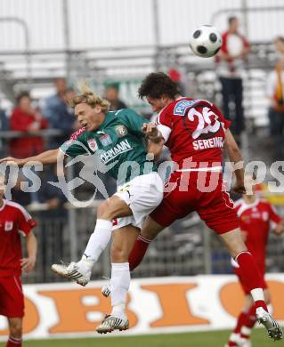 Fussball Red Zac Bundesliga. FC Kaernten gegen SC/ESV Parndorf. Matthias Sereinig (FCK), Andreas Walzer (Parndorf). Klagenfurt, am 16.5.2008.
Copyright Kuess

---
pressefotos, pressefotografie, kuess, qs, qspictures, sport, bild, bilder, bilddatenbank