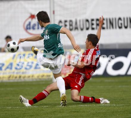 Fussball Red Zac Bundesliga. FC Kaernten gegen SC/ESV Parndorf. Rene Seebacher (FCK), Richard Stern (Parndorf). Klagenfurt, am 16.5.2008.
Copyright Kuess

---
pressefotos, pressefotografie, kuess, qs, qspictures, sport, bild, bilder, bilddatenbank