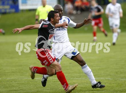 Fussball. OEFB Cupfinale. SV Feldkirchen gegen SV Horn.  Auron Miloti (Feldkirchen), Patrice Mbock (Horn). Feldkirchen, am 26.5.2008.
Copyright Kuess

---
pressefotos, pressefotografie, kuess, qs, qspictures, sport, bild, bilder, bilddatenbank