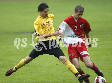 Fussball U16. KAC gegen SV Spittal/Drau. Mateo Grubor(KAC), Paul Jury (Spittal). Klagenfurt, am 14.6.2008.
Foto: Kuess 
---
pressefotos, pressefotografie, kuess, qs, qspictures, sport, bild, bilder, bilddatenbank