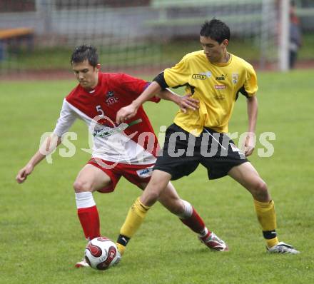 Fussball U16. KAC gegen SV Spittal/Drau. Gerhard Gratzer (KAC), Rafael Graf (Spittal). Klagenfurt, am 14.6.2008.
Foto: Kuess 
---
pressefotos, pressefotografie, kuess, qs, qspictures, sport, bild, bilder, bilddatenbank