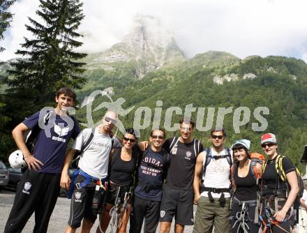 Fussball. SK Austria Kaernten. Teambuilding. Bergsteigen auf den Cellon. Sergej Jakirovic, Patrick Wolf, Matthias Dollinger, Atdhe Nuhiu, Heinz Weber  Koetschach/Mauthen, 28.6.2008.
Copyright: Kuess


---
pressefotos, pressefotografie, kuess, qs, qspictures, sport, bild, bilder, bilddatenbank