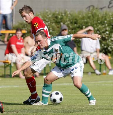 Fussball. Testspiel. WAC/St. Andrae gegen SK Rapid Wien. Schuessler Markus (WAC/St.Andrae), Hoffer Erwin (Rapid). St. Andrae, 29.6.2008.
Copyright: Kuess


---
pressefotos, pressefotografie, kuess, qs, qspictures, sport, bild, bilder, bilddatenbank