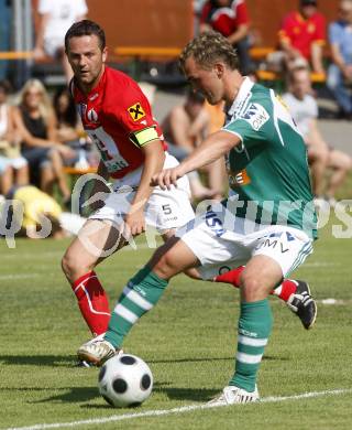 Fussball. Testspiel. WAC/St. Andrae gegen SK Rapid Wien. Hannes Jochum (WAC/St.Andrae), Erwin Hoffer (Rapid). St. Andrae, 29.6.2008.
Copyright: Kuess


---
pressefotos, pressefotografie, kuess, qs, qspictures, sport, bild, bilder, bilddatenbank