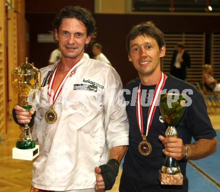 Kickboxen. Vollkontakt. Oesterreichische Meisterschaft. Oesterr. Meister Bernhard Sussitz, Mario Krakolinig. Klagenfurt, am 5.7.2008.
Foto: Kuess


---
pressefotos, pressefotografie, kuess, qs, qspictures, sport, bild, bilder, bilddatenbank