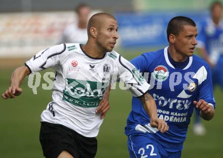 Fussball Testspiel. SK Austria Kaernten gegen MTK Budapest. Patrick Wolf (Kaernten), Istvan Rodenbuecher (Budapest). Velden, am 12.7.2008.
Foto: Kuess




---
pressefotos, pressefotografie, kuess, qs, qspictures, sport, bild, bilder, bilddatenbank