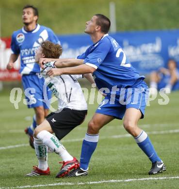 Fussball Testspiel. SK Austria Kaernten gegen MTK Budapest. Marco Miesenboeck (Kaernten), Mate Patkai (Budapest). Velden, am 12.7.2008.
Foto: Kuess




---
pressefotos, pressefotografie, kuess, qs, qspictures, sport, bild, bilder, bilddatenbank