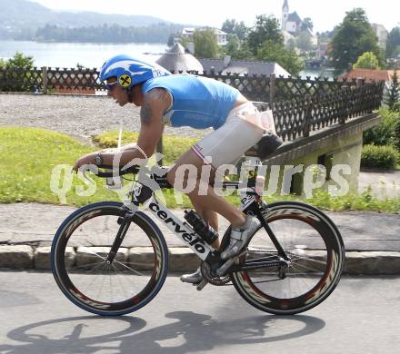 Ironman Austria. Schwimmen, Radfahren, Laufen. Elmar Schuberth (AUT). Klagenfurt, am 13.7.2008.
Copyright Kuess

---
pressefotos, pressefotografie, kuess, qs, qspictures, sport, bild, bilder, bilddatenbank