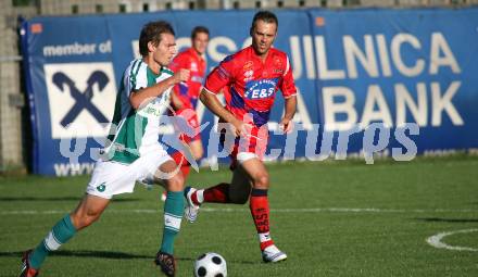 Fussball. Testspiel. SAK gegen Olimpia Ljubljana. Goran Jolic (SAK), Jernej Leskovar (Ljubljana). Klagenfurt, 19.7.2008
Copyright Kuess

---
pressefotos, pressefotografie, kuess, qs, qspictures, sport, bild, bilder, bilddatenbank