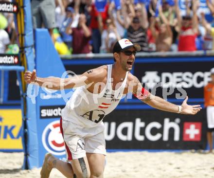 Beachvolleyball. Grand Slam 2008. Jubel DOPPLER Clemens (AUT). Klagenfurt, 31.7.2008.
Copyright Kuess

---
pressefotos, pressefotografie, kuess, qs, qspictures, sport, bild, bilder, bilddatenbank