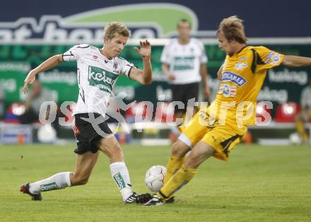 Fussball tipp3 Bundesliga. SK Austria Kaernten gegen SK Sturm Graz. Hinum Thomas (Kaernten), Kienzl Mario (Graz). Klagenfurt, 6.8.2008
Copyright Kuess

---
pressefotos, pressefotografie, kuess, qs, qspictures, sport, bild, bilder, bilddatenbank