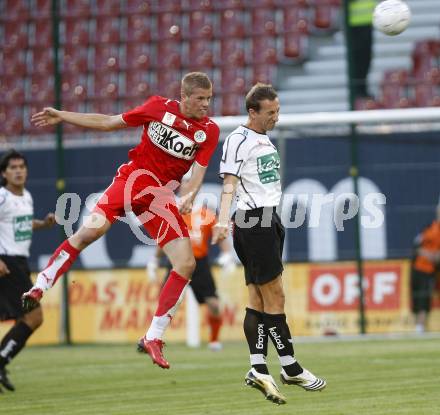 Fussball tipp3 Bundesliga. SK Austria Kaernten gegen Mattersburg. Ortlechner Manuel (Kaernten), Doleschal Dominik (Mattersburg). Klagenfurt, 9.8.2008
Copyright Kuess

---
pressefotos, pressefotografie, kuess, qs, qspictures, sport, bild, bilder, bilddatenbank