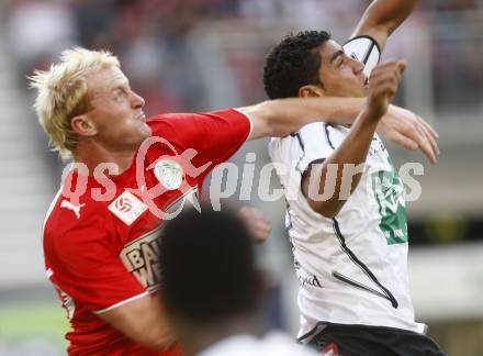 Fussball tipp3 Bundesliga. SK Austria Kaernten gegen Mattersburg. Rocha Sobrinho Filho Adi (Kaernten), Csizmadia Csaba (Mattersburg). Klagenfurt, 9.8.2008
Copyright Kuess

---
pressefotos, pressefotografie, kuess, qs, qspictures, sport, bild, bilder, bilddatenbank