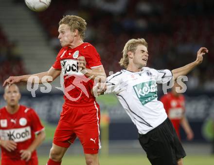 Fussball tipp3 Bundesliga. SK Austria Kaernten gegen Mattersburg. Weber Manuel (Kaernten), Salamon Thomas (Mattersburg). Klagenfurt, 9.8.2008
Copyright Kuess

---
pressefotos, pressefotografie, kuess, qs, qspictures, sport, bild, bilder, bilddatenbank