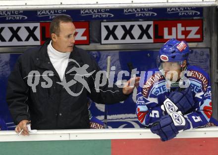Eishockey Bundesliga. Testspiel. VSV gegen Augsburger Panthers.  Trainer Larry Huras (VSV). Villach, am 24.8.2008.
Foto: Kuess

---
pressefotos, pressefotografie, kuess, qs, qspictures, sport, bild, bilder, bilddatenbank