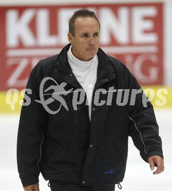 Eishockey Bundesliga. Testspiel. VSV gegen Augsburger Panthers.  Trainer Larry Huras (VSV). Villach, am 24.8.2008.
Foto: Kuess

---
pressefotos, pressefotografie, kuess, qs, qspictures, sport, bild, bilder, bilddatenbank