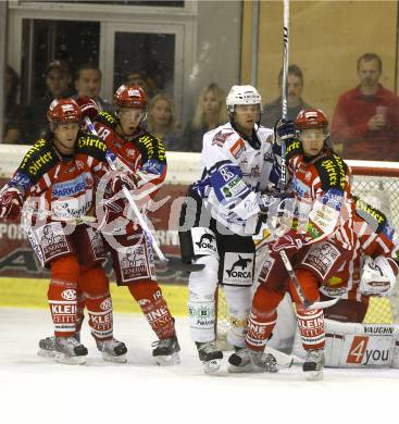 EBEL. Eishockey Bundesliga. Testspiel. KAC gegen Schwenningen. Jeff Toty, Silvio Jakobitsch, Johannes Reichel. Klagenfurt, 5.9.2008.
Foto: Kuess

---
pressefotos, pressefotografie, kuess, qs, qspictures, sport, bild, bilder, bilddatenbank