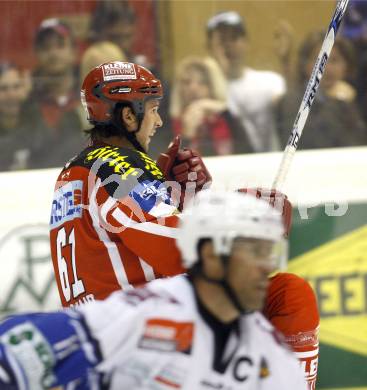 EBEL. Eishockey Bundesliga. Testspiel. KAC gegen Schwenningen. Torjubel Christoph Harand. Klagenfurt, 5.9.2008.
Foto: Kuess

---
pressefotos, pressefotografie, kuess, qs, qspictures, sport, bild, bilder, bilddatenbank