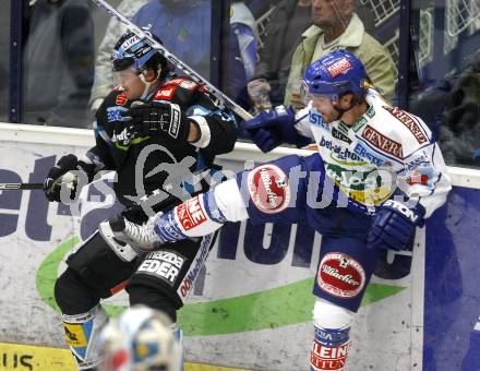 EBEL.  Eishockey Bundesliga. VSV gegen EHC Linz. PETRIK Nicolas (VSV), IBERER Florian (Linz). Villach, am 21.9.2008.
Foto: Kuess

---
pressefotos, pressefotografie, kuess, qs, qspictures, sport, bild, bilder, bilddatenbank