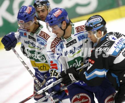 EBEL.  Eishockey Bundesliga. VSV gegen EHC Linz. RAFFL Thomas, FERLAND Jonathan (VSV), GRUBER Gerd (Linz). Villach, am 21.9.2008.
Foto: Kuess

---
pressefotos, pressefotografie, kuess, qs, qspictures, sport, bild, bilder, bilddatenbank