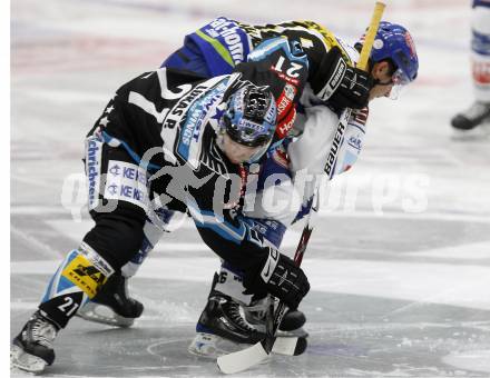 EBEL.  Eishockey Bundesliga. VSV gegen EHC Linz. Dan Cavanaugh (VSV), Philipp Lukas (Linz). Villach, am 21.9.2008.
Foto: Kuess

---
pressefotos, pressefotografie, kuess, qs, qspictures, sport, bild, bilder, bilddatenbank