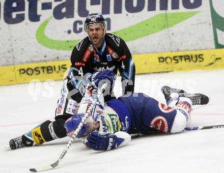 EBEL.  Eishockey Bundesliga. VSV gegen EHC Linz. Dan Cavanaugh (VSV), SEELEY Richard (Linz). Villach, am 21.9.2008.
Foto: Kuess

---
pressefotos, pressefotografie, kuess, qs, qspictures, sport, bild, bilder, bilddatenbank