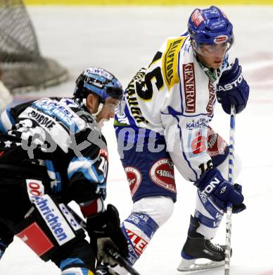 EBEL.  Eishockey Bundesliga. VSV gegen EHC Linz. Dan Cavanaugh (VSV), PURDIE Brad (Linz). Villach, am 21.9.2008.
Foto: Kuess

---
pressefotos, pressefotografie, kuess, qs, qspictures, sport, bild, bilder, bilddatenbank