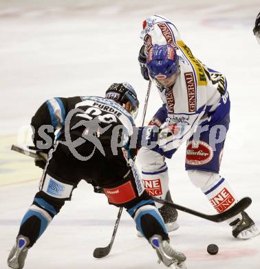 EBEL.  Eishockey Bundesliga. VSV gegen EHC Linz. MAPLETOFT Justin (VSV), PURDIE Brad (Linz). Villach, am 21.9.2008.
Foto: Kuess

---
pressefotos, pressefotografie, kuess, qs, qspictures, sport, bild, bilder, bilddatenbank