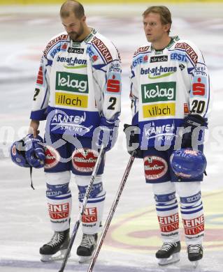 EBEL.  Eishockey Bundesliga. VSV gegen EHC Linz. Darell Scoville, Mickey Elick (VSV). Villach, am 21.9.2008.
Foto: Kuess

---
pressefotos, pressefotografie, kuess, qs, qspictures, sport, bild, bilder, bilddatenbank