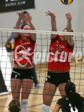 Volleyball. MEVZA. Bundesliga. ATSC Wildcats gegen VK Doprastav Bratislava (SVK). Lauren EVANS, Emily Haas (Wildcats). Klagenfurt, 26.9.2008
Foto: Nadja Kuess

---
pressefotos, pressefotografie, kuess, qs, qspictures, sport, bild, bilder, bilddatenbank