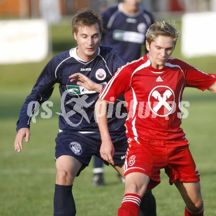 Fussball. Tipp3-Bundesliga. Unterliga Ost. Ludmannsdorf gegen Ruden. Stefan Modritsch (Ludmannsdorf), Christopher Hoesel (Ruden). Ludmannsdorf, am 28.9.2008. 
Foto: Kuess

---
pressefotos, pressefotografie, kuess, qs, qspictures, sport, bild, bilder, bilddatenbank