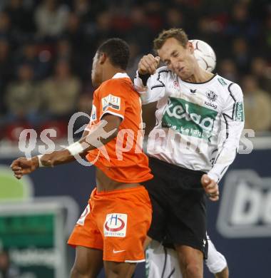 Fussball. Tipp3-Bundesliga. SK Austria Kelag Kaernten  gegen FK Austria Wien.Ortlechner Manuel  (Austria Kaernten), Okotie Rubin Rafael (Wien). Klagenfurt, 27.9.2008. 
Copyright Kuess

---
pressefotos, pressefotografie, kuess, qs, qspictures, sport, bild, bilder, bilddatenbank