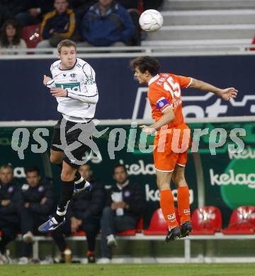 Fussball. Tipp3-Bundesliga. SK Austria Kelag Kaernten  gegen FK Austria Wien. Schumacher (Austria Kaernten), Blanchard Jocelyn (Wien). Klagenfurt, 27.9.2008. 
Copyright Kuess

---
pressefotos, pressefotografie, kuess, qs, qspictures, sport, bild, bilder, bilddatenbank