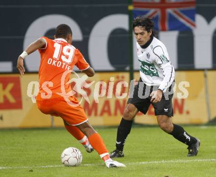 Fussball. Tipp3-Bundesliga. SK Austria Kelag Kaernten  gegen FK Austria Wien. Chaile Carlos (Austria Kaernten), Okotie Rubin Rafael (Wien). Klagenfurt, 27.9.2008. 
Copyright Kuess

---
pressefotos, pressefotografie, kuess, qs, qspictures, sport, bild, bilder, bilddatenbank