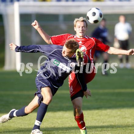 Fussball. Tipp3-Bundesliga. Unterliga Ost. Ludmannsdorf gegen Ruden. Johannes Kroepfl (Ludmannsdorf), Reinhard Janesch (Ruden). Ludmannsdorf, am 28.9.2008. 
Foto: Kuess

---
pressefotos, pressefotografie, kuess, qs, qspictures, sport, bild, bilder, bilddatenbank