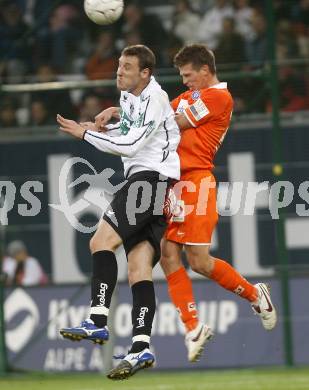 Fussball. Tipp3-Bundesliga. SK Austria Kelag Kaernten  gegen FK Austria Wien. Schumacher (Austria Kaernten), Schiemer Franz (Wien). Klagenfurt, 27.9.2008. 
Copyright Kuess

---
pressefotos, pressefotografie, kuess, qs, qspictures, sport, bild, bilder, bilddatenbank