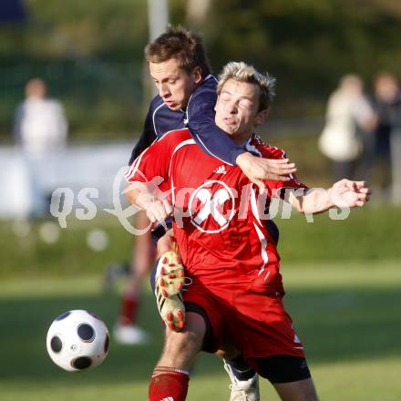 Fussball. Tipp3-Bundesliga. Unterliga Ost. Ludmannsdorf gegen Ruden. Johannes Kroepfl (Ludmannsdorf), Reinhard Janesch (Ruden). Ludmannsdorf, am 28.9.2008. 
Foto: Kuess

---
pressefotos, pressefotografie, kuess, qs, qspictures, sport, bild, bilder, bilddatenbank