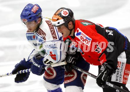 EBEL.  Eishockey Bundesliga. EC Pasut VSV gegen HC TWK Innsbruck. Dan Cavanaugh (VSV), Rem Murray (Innsbruck). Villach, am 30.9.2008.
Foto: Kuess

---
pressefotos, pressefotografie, kuess, qs, qspictures, sport, bild, bilder, bilddatenbank