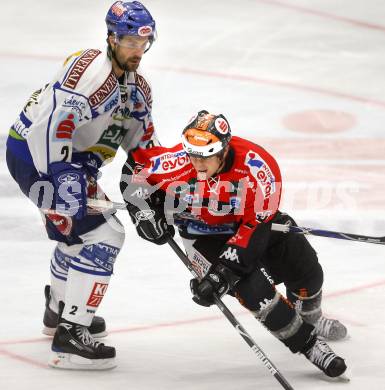 EBEL.  Eishockey Bundesliga. EC Pasut VSV gegen HC TWK Innsbruck. Darell Scoville  (VSV), Rem Murray (Innsbruck). Villach, am 30.9.2008.
Foto: Kuess

---
pressefotos, pressefotografie, kuess, qs, qspictures, sport, bild, bilder, bilddatenbank