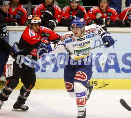 EBEL.  Eishockey Bundesliga. EC Pasut VSV gegen HC TWK Innsbruck. Jonathan Ferland (VSV) Rem Murray  (Innsbruck). Villach, am 30.9.2008.
Foto: Kuess

---
pressefotos, pressefotografie, kuess, qs, qspictures, sport, bild, bilder, bilddatenbank