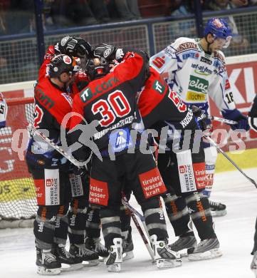 EBEL.  Eishockey Bundesliga. EC Pasut VSV gegen HC TWK Innsbruck. Torjubel Innsbruck. Villach, am 30.9.2008.
Foto: Kuess

---
pressefotos, pressefotografie, kuess, qs, qspictures, sport, bild, bilder, bilddatenbank
