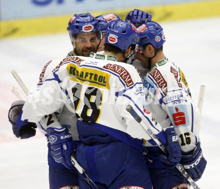 EBEL.  Eishockey Bundesliga. EC Pasut VSV gegen HC TWK Innsbruck. Torjubel VSV. Villach, am 30.9.2008.
Foto: Kuess

---
pressefotos, pressefotografie, kuess, qs, qspictures, sport, bild, bilder, bilddatenbank