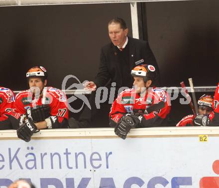 EBEL.  Eishockey Bundesliga. EC Pasut VSV gegen HC TWK Innsbruck. Trainer Ron Kennedy  (Innsbruck). Villach, am 30.9.2008.
Foto: Kuess

---
pressefotos, pressefotografie, kuess, qs, qspictures, sport, bild, bilder, bilddatenbank