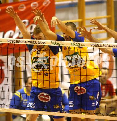 Volleyball. MEVZA. Aich/Dob gegen Kaposvar. Alexander Shane, Ivo Kenderov (Aich). Prevalje, 11.10.2008.
Foto: Kuess

---
pressefotos, pressefotografie, kuess, qs, qspictures, sport, bild, bilder, bilddatenbank