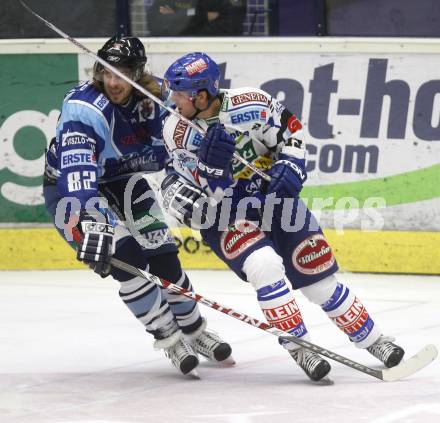 EBEL. Eishockey Bundesliga. VSV gegen Alba Volan. Benjamin Petrik (VSV),  Juhamati Yli-Junnila (Alba Volan). Villach, am 12.10.2008.
Foto: Kuess

---
pressefotos, pressefotografie, kuess, qs, qspictures, sport, bild, bilder, bilddatenbank