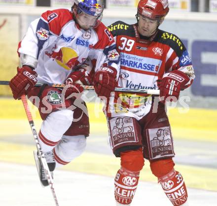 EBEL. Eishockey Bundesliga. EC KAC gegen Red Bull Salzburg. Jeff Shantz (KAC), Thomas Koch  (Salzburg). Klagenfurt, am 12.10.2008.
Foto: Kuess

---
pressefotos, pressefotografie, kuess, qs, qspictures, sport, bild, bilder, bilddatenbank