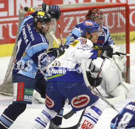 EBEL. Eishockey Bundesliga. VSV gegen Alba Volan. Thomas Raffl (VSV), Andreas Horvath (Alba Volan). Villach, am 12.10.2008.
Foto: Kuess
---
pressefotos, pressefotografie, kuess, qs, qspictures, sport, bild, bilder, bilddatenbank