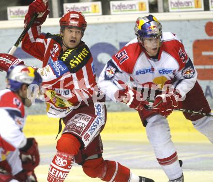 EBEL. Eishockey Bundesliga. EC KAC gegen Red Bull Salzburg. Jeff Shantz (KAC), Matthias Trattnig  (Salzburg). Klagenfurt, am 12.10.2008.
Foto: Kuess

---
pressefotos, pressefotografie, kuess, qs, qspictures, sport, bild, bilder, bilddatenbank