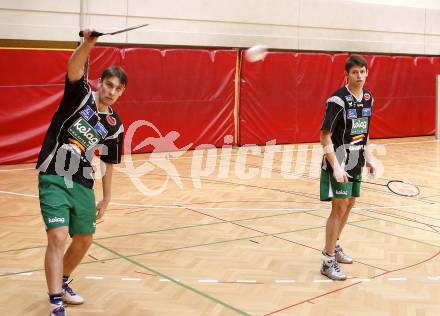 Badminton Bundesliga. ASKOE Kelag Kaernten.  Vladimir Metodiev Vangelov,  Stiliyan Makarski. Klagenfurt, 11.10.2008.
Foto: Kuess
---
pressefotos, pressefotografie, kuess, qs, qspictures, sport, bild, bilder, bilddatenbank