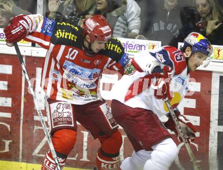 EBEL. Eishockey Bundesliga. EC KAC gegen Red Bull Salzburg. Warren Norris (KAC), Manuel Latusa  (Salzburg). Klagenfurt, am 12.10.2008.
Foto: Kuess

---
pressefotos, pressefotografie, kuess, qs, qspictures, sport, bild, bilder, bilddatenbank